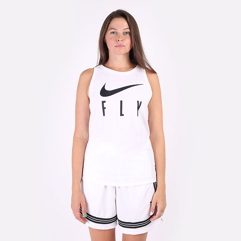 женская белая майка Nike Dri-FIT Swoosh Fly Women's Basketball Tank DJ1592-100 - цена, описание, фото 3